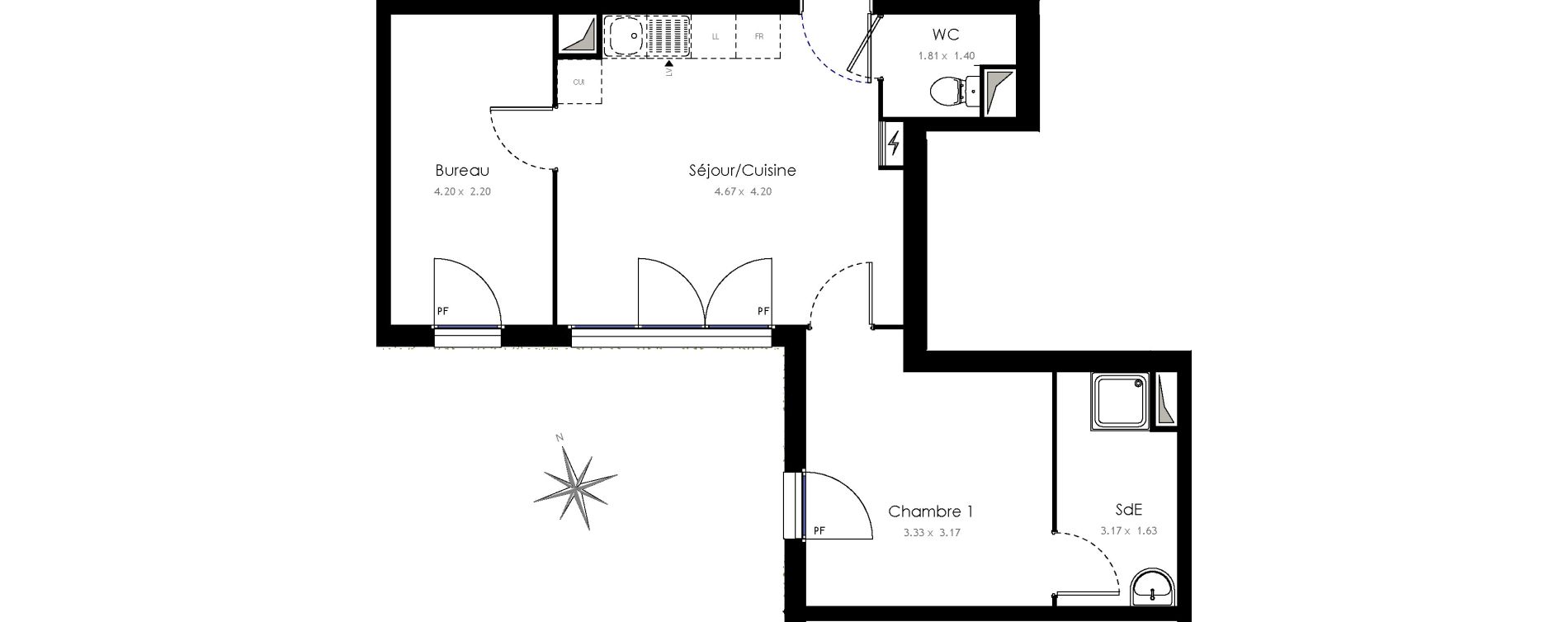 Appartement T2 de 46,15 m2 &agrave; Arpajon Centre