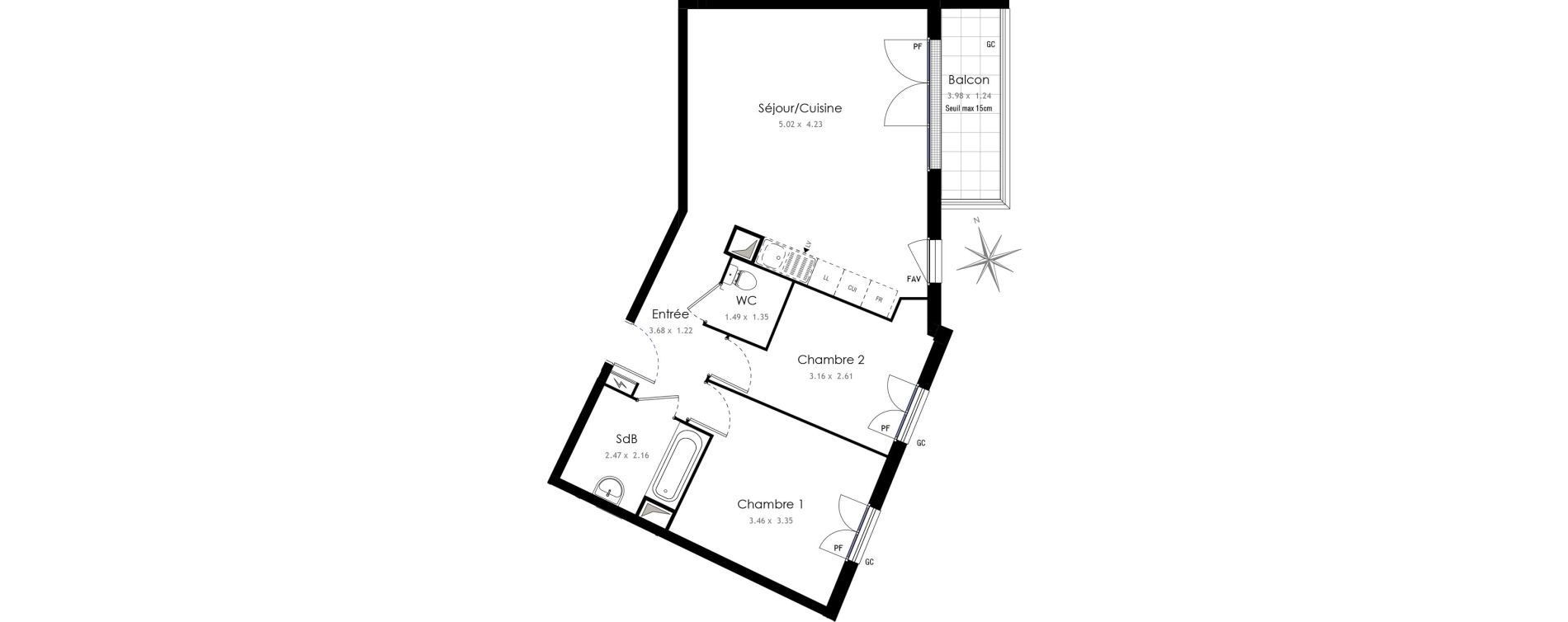 Appartement T3 de 62,41 m2 &agrave; Arpajon Centre