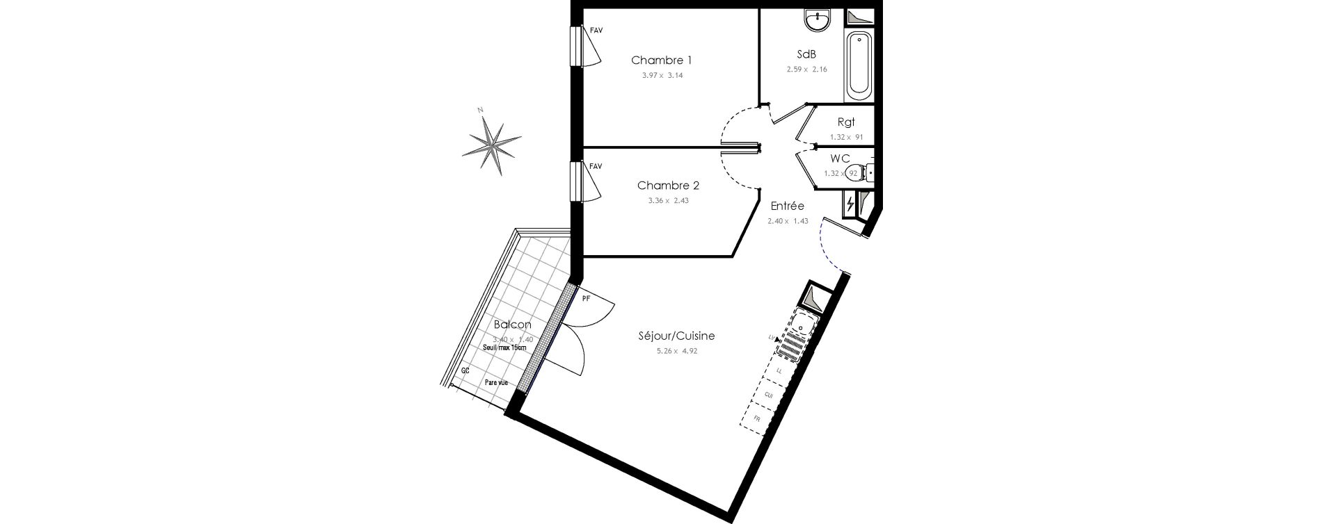 Appartement T3 de 62,13 m2 &agrave; Arpajon Centre