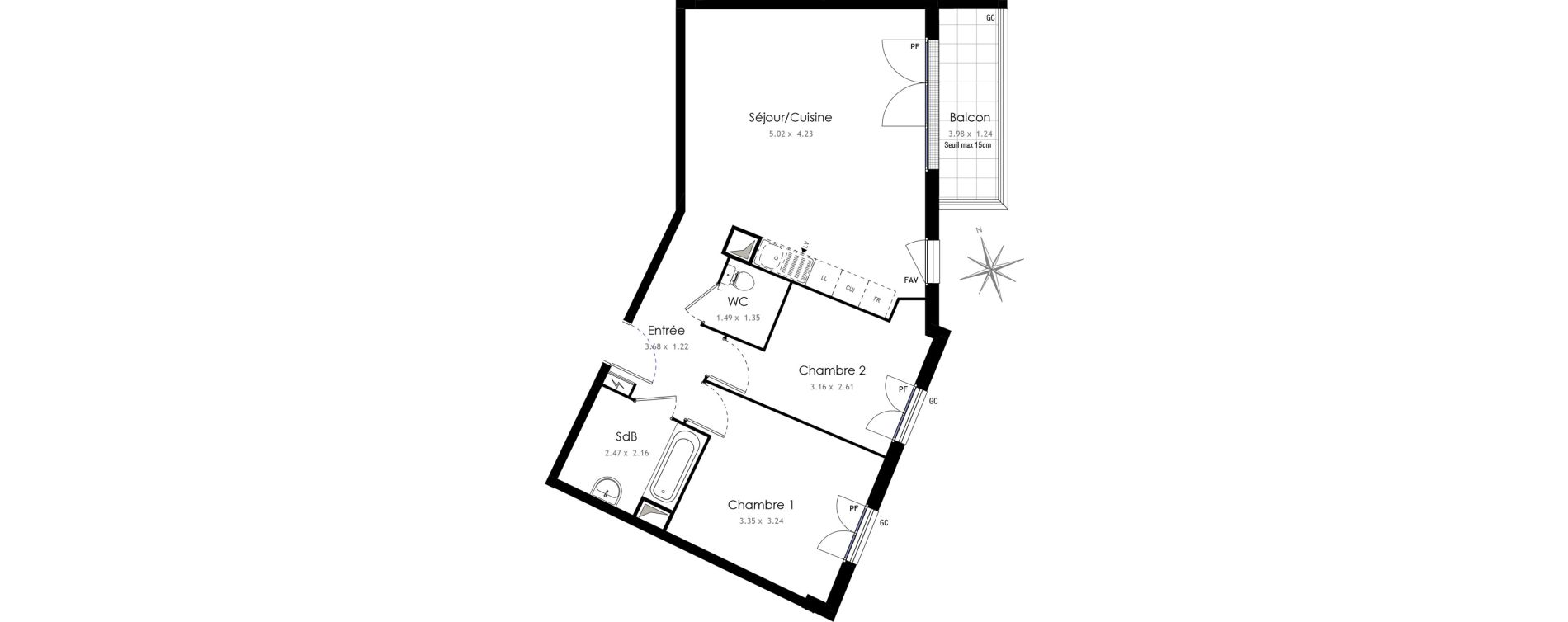 Appartement T3 de 62,40 m2 &agrave; Arpajon Centre