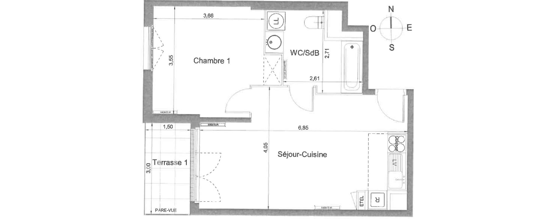 Appartement T2 de 44,01 m2 &agrave; Athis-Mons Plateau - pyramide