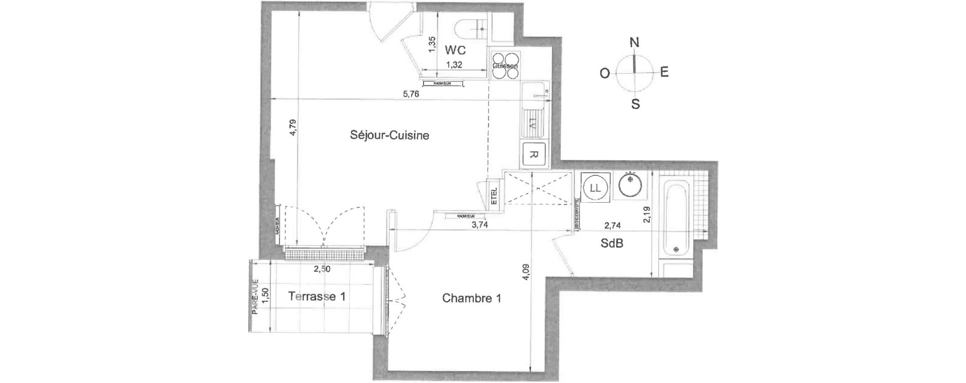 Appartement T2 de 40,60 m2 &agrave; Athis-Mons Plateau - pyramide