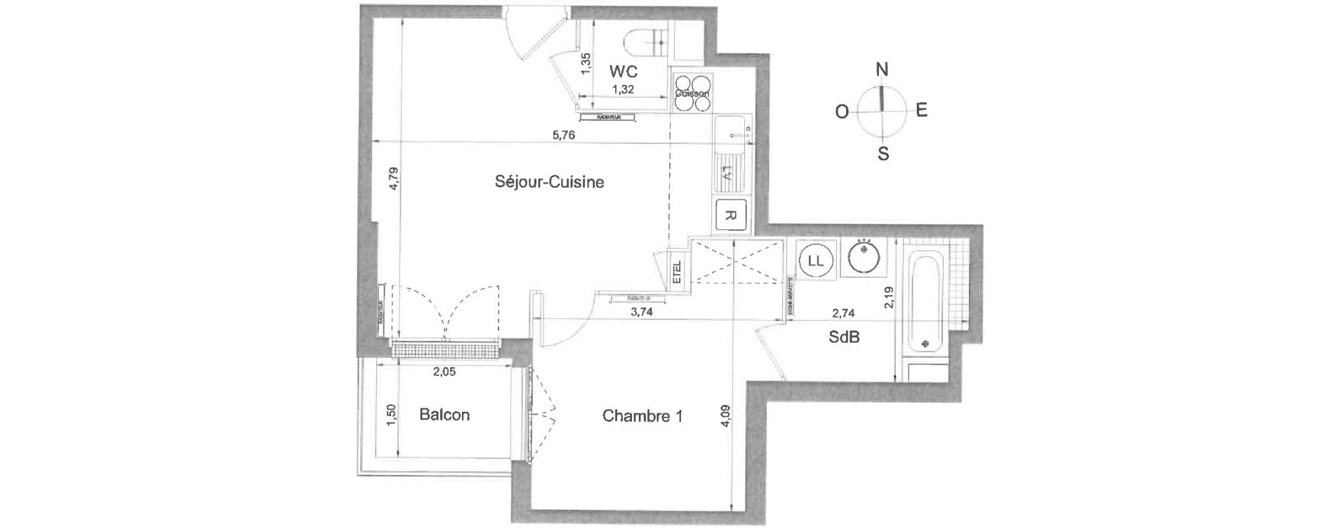 Appartement T2 de 40,58 m2 &agrave; Athis-Mons Plateau - pyramide