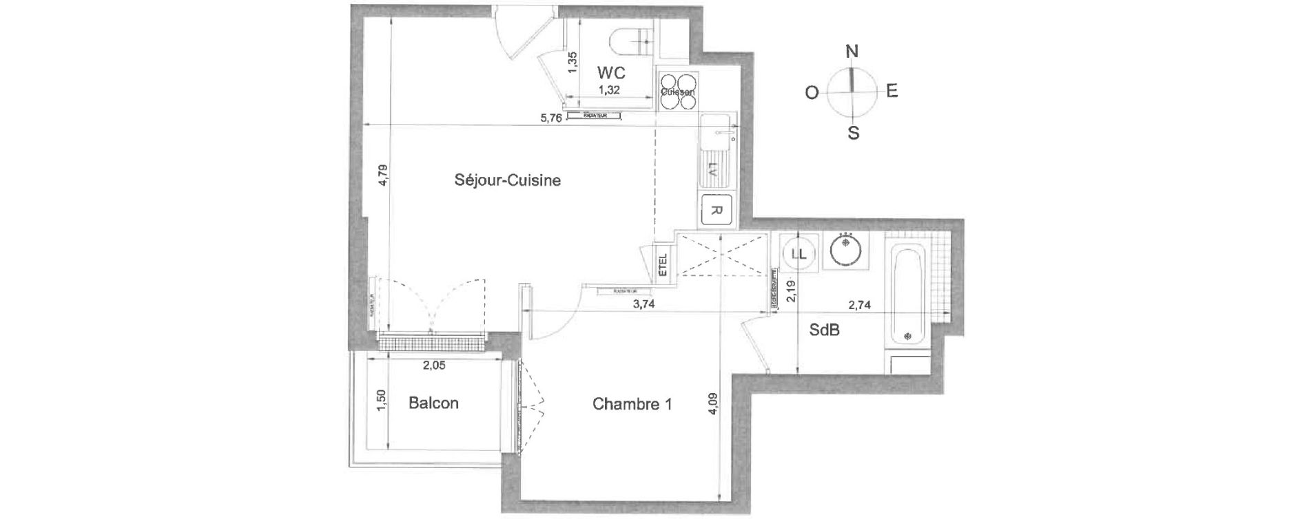 Appartement T2 de 40,58 m2 &agrave; Athis-Mons Plateau - pyramide