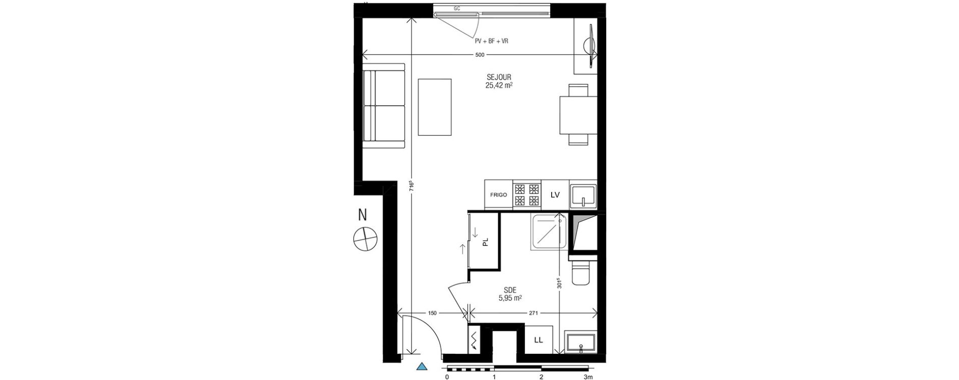 Appartement T1 de 31,37 m2 &agrave; Athis-Mons Centre
