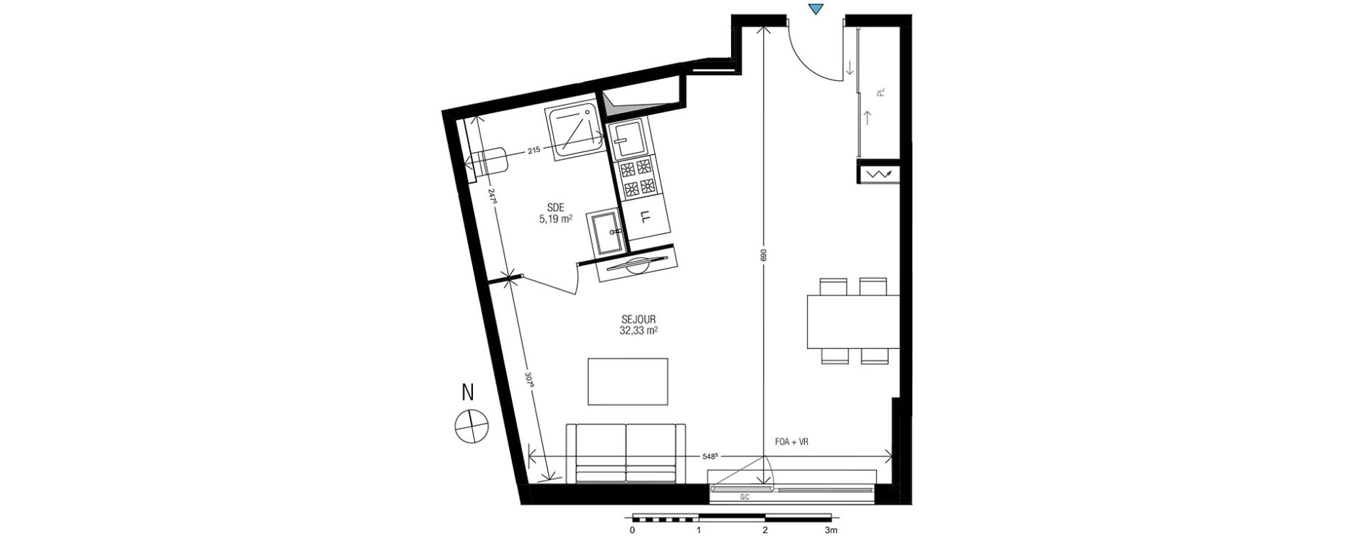 Appartement T1 de 37,52 m2 &agrave; Athis-Mons Centre