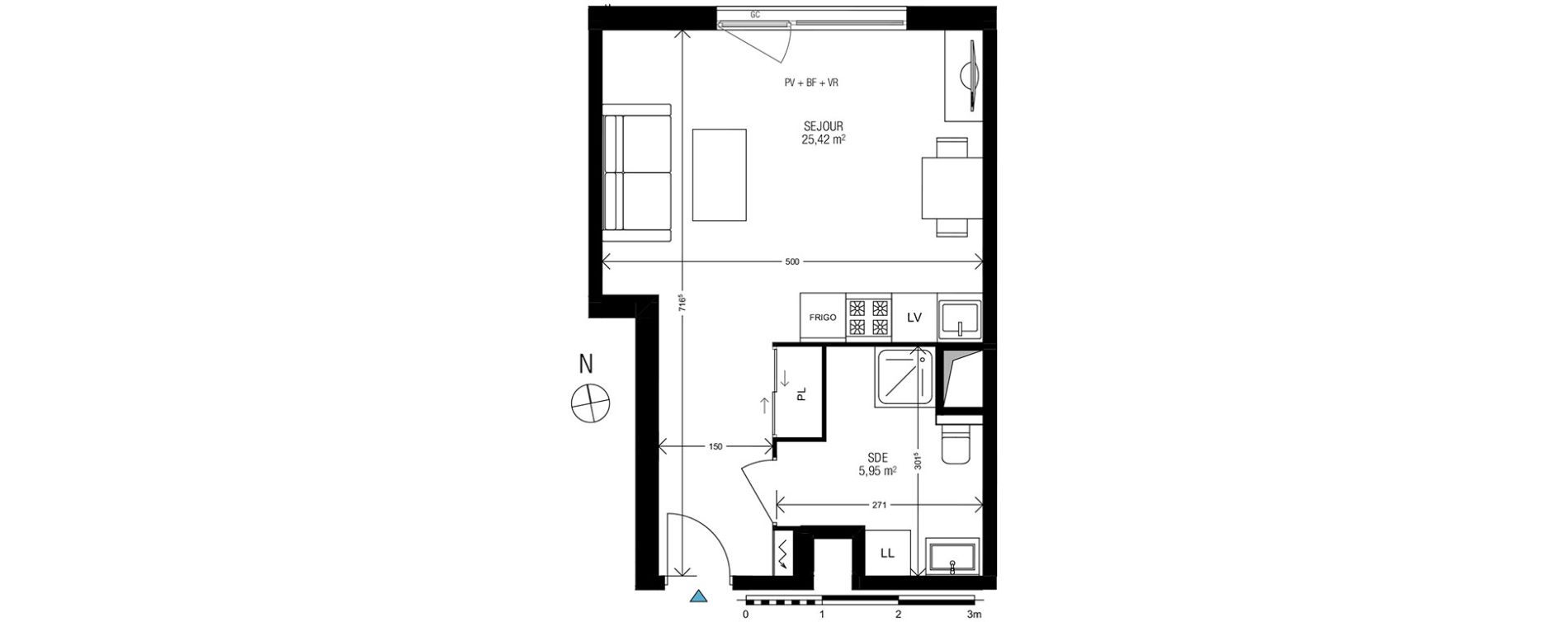 Appartement T1 de 31,37 m2 &agrave; Athis-Mons Centre