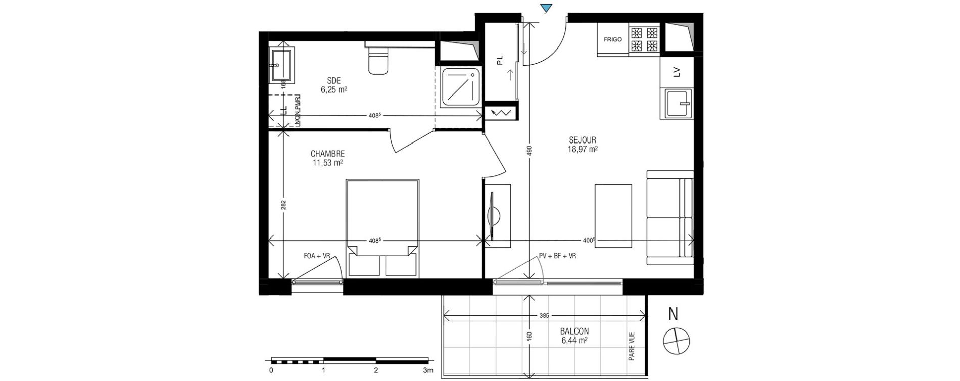 Appartement T2 de 36,75 m2 &agrave; Athis-Mons Centre