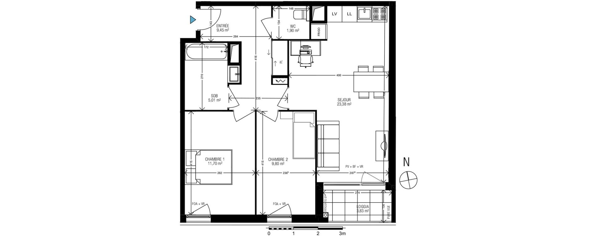 Appartement T3 de 61,24 m2 à Athis-Mons Centre