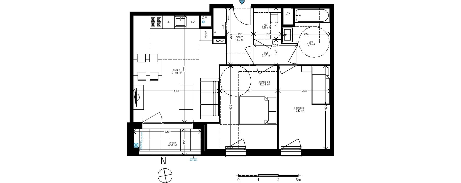 Appartement T3 de 57,99 m2 à Athis-Mons Centre