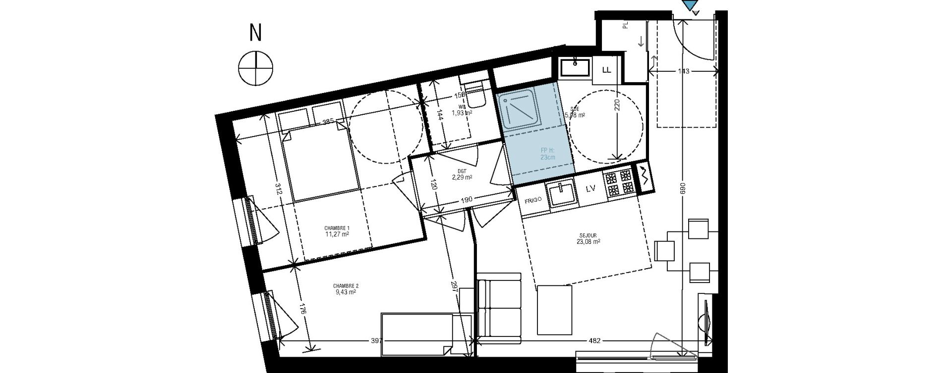 Appartement T3 de 53,98 m2 &agrave; Athis-Mons Centre