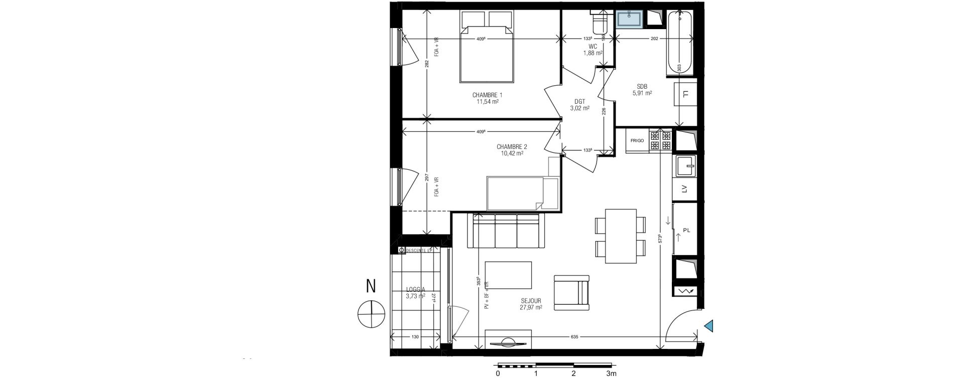 Appartement T3 de 60,74 m2 &agrave; Athis-Mons Centre