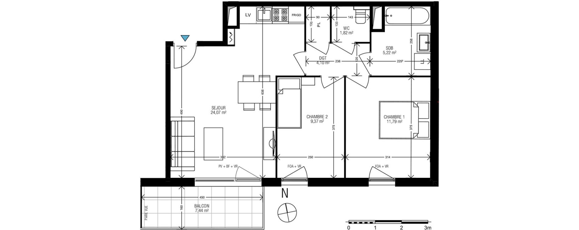 Appartement T3 de 56,37 m2 &agrave; Athis-Mons Centre