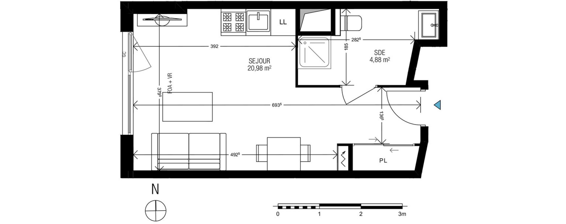 Appartement T1 de 25,86 m2 &agrave; Athis-Mons Centre