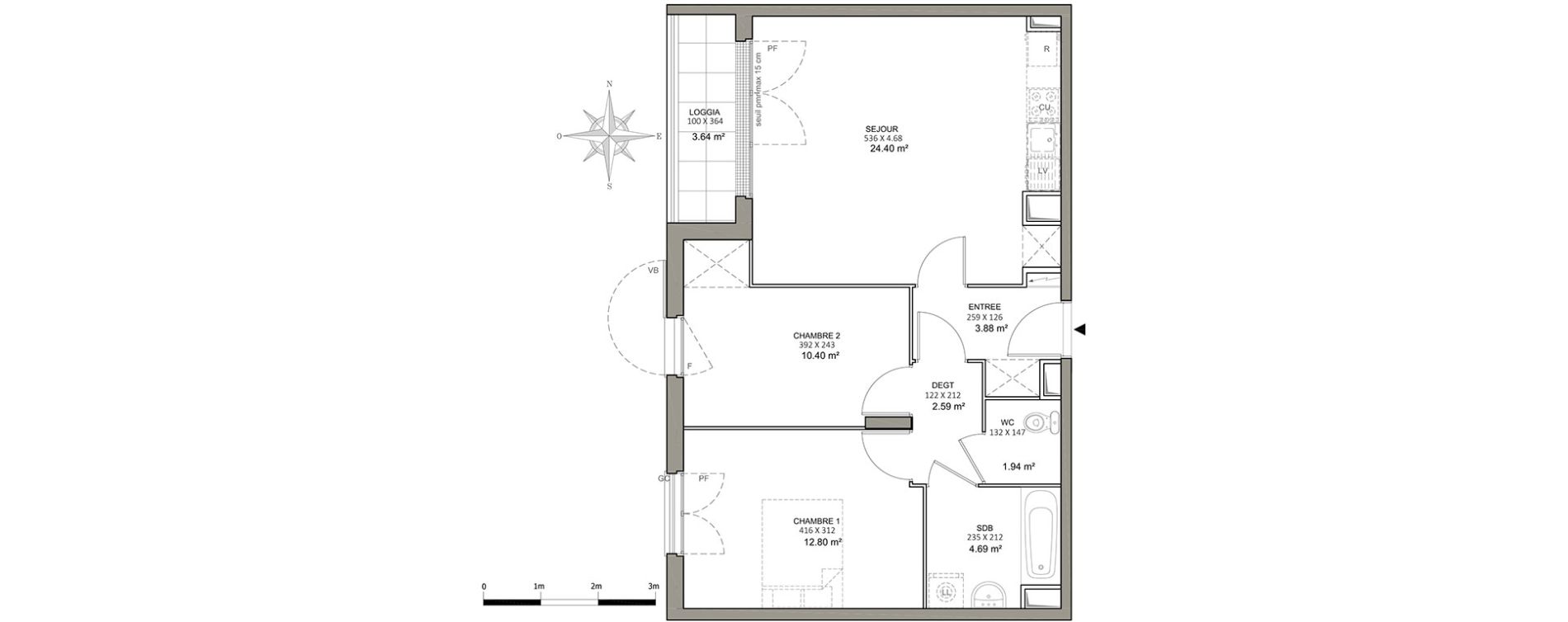Appartement T3 de 60,70 m2 &agrave; Athis-Mons Centre