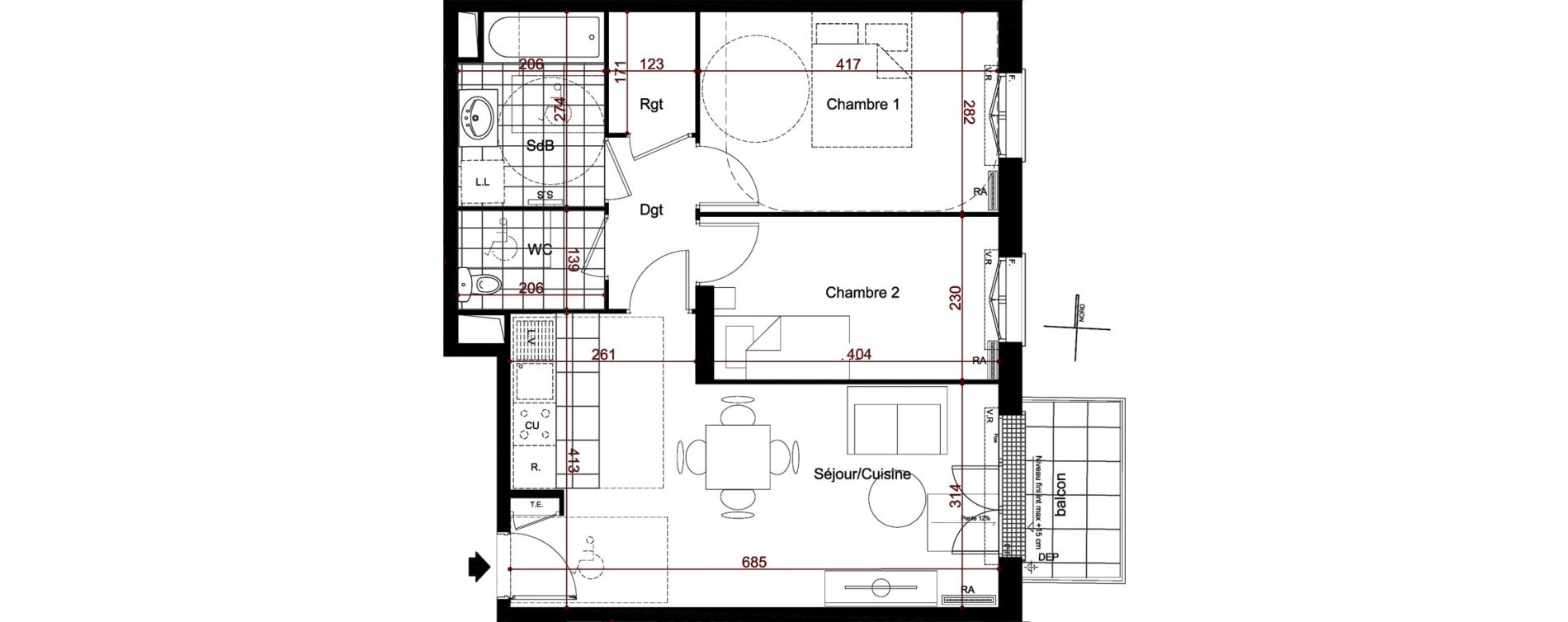 Appartement T3 de 58,39 m2 &agrave; Athis-Mons Plateau - pyramide