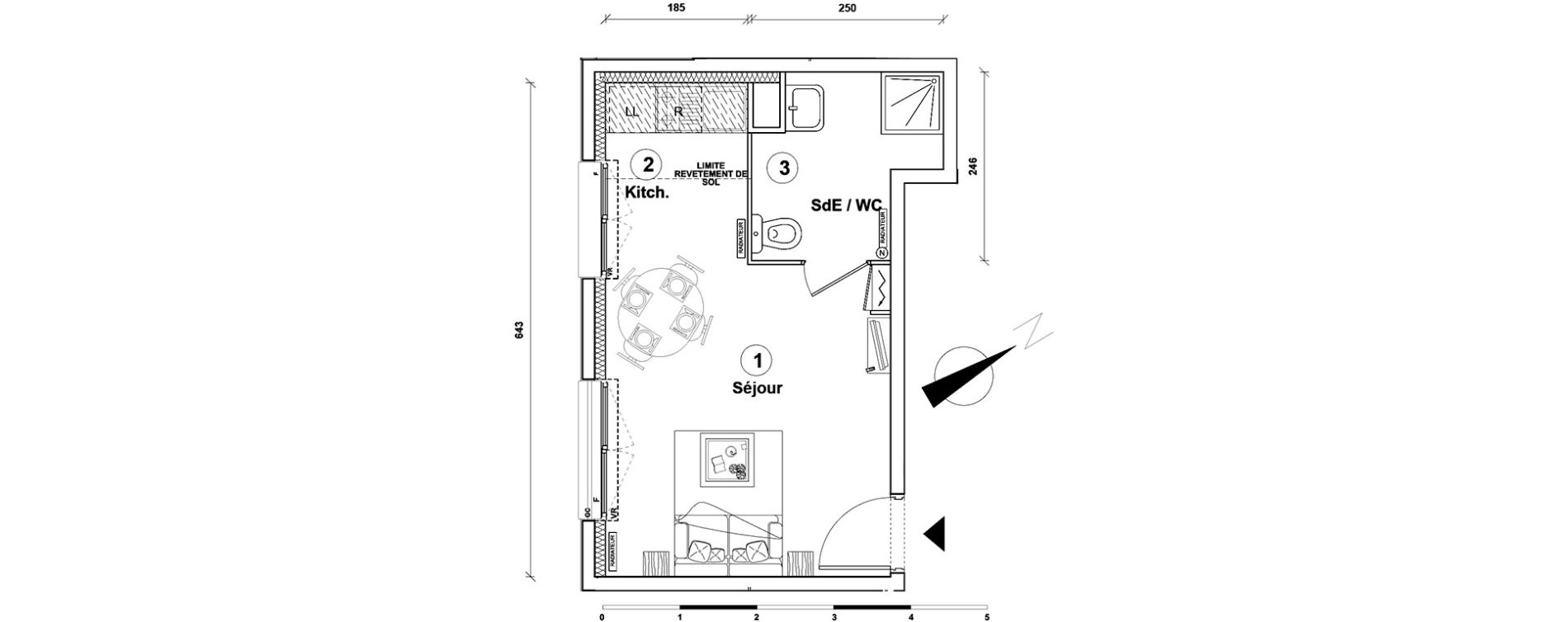 Appartement T1 de 24,70 m2 &agrave; Athis-Mons Centre