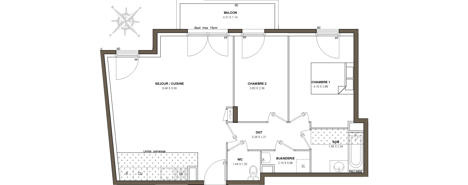 Appartement T3 de 64,34 m2 &agrave; Ballainvilliers Centre