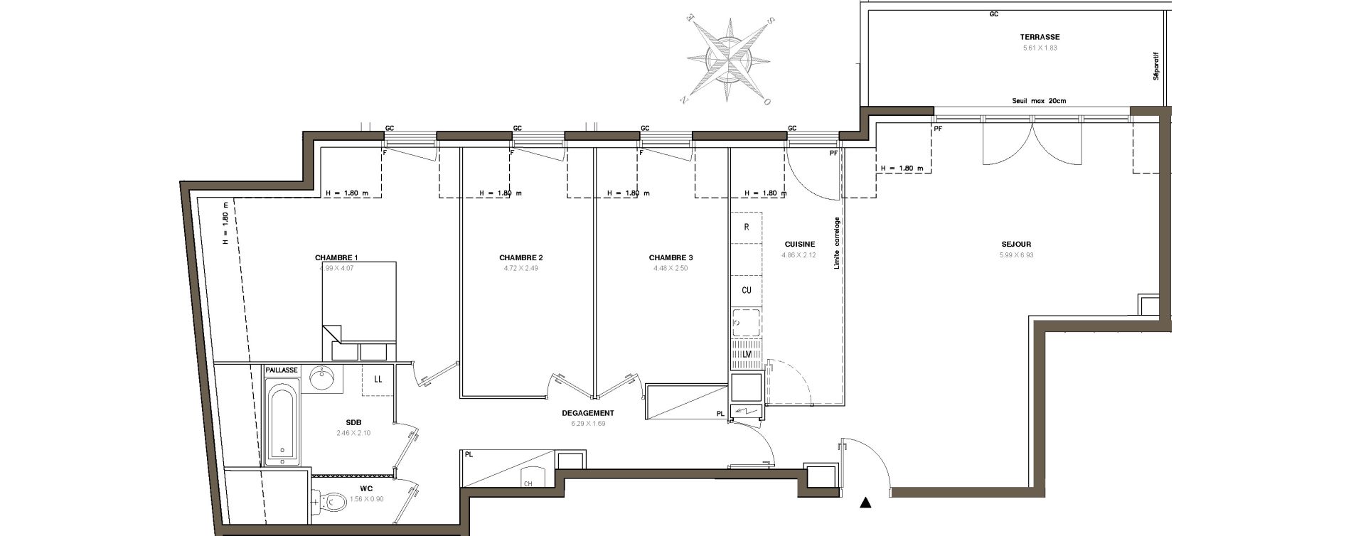 Appartement T4 de 94,55 m2 à Ballainvilliers Centre