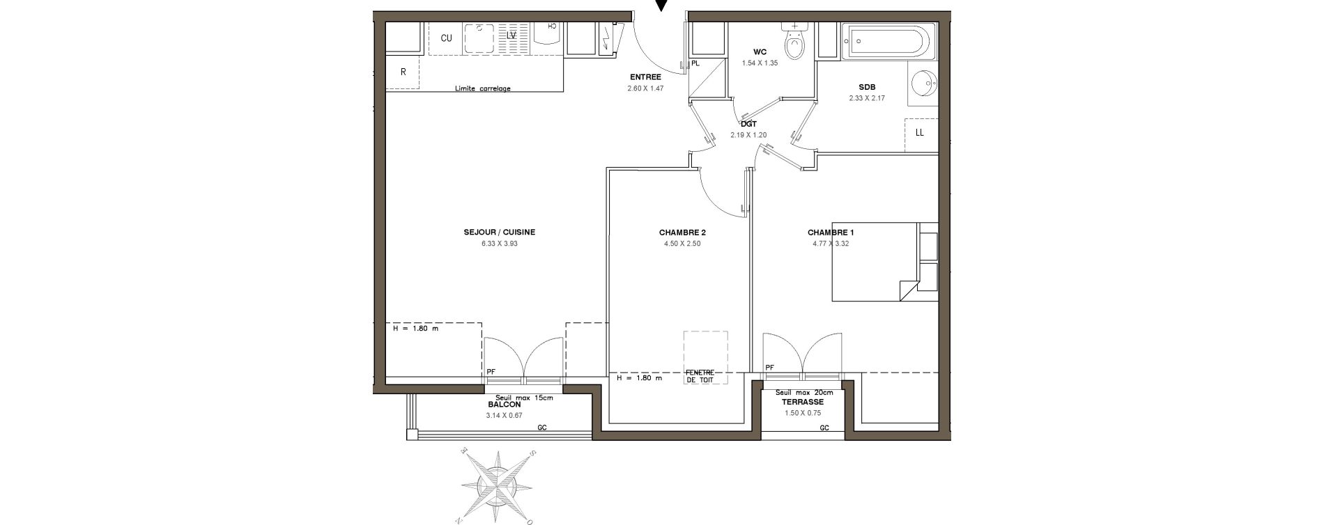 Appartement T3 de 56,82 m2 &agrave; Ballainvilliers Centre