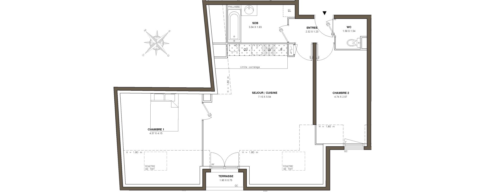 Appartement T3 de 60,39 m2 &agrave; Ballainvilliers Centre