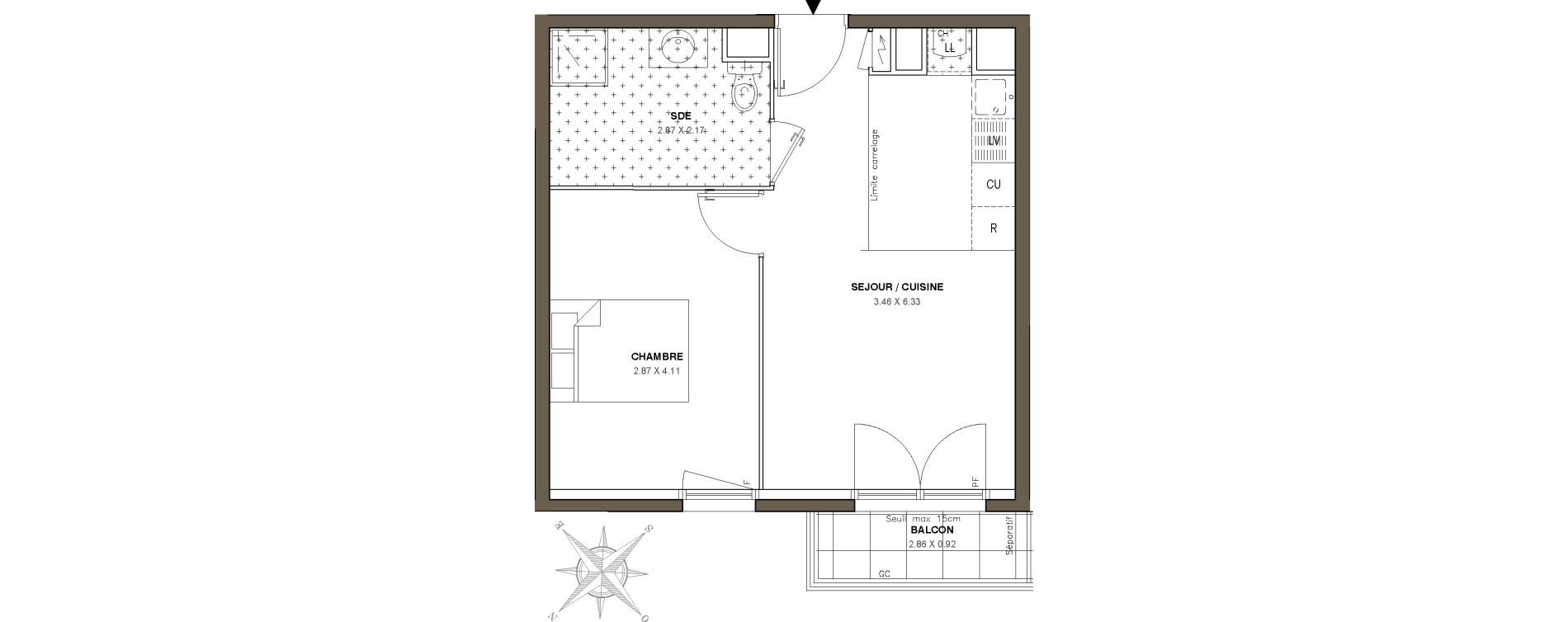 Appartement T2 de 38,70 m2 &agrave; Ballainvilliers Centre