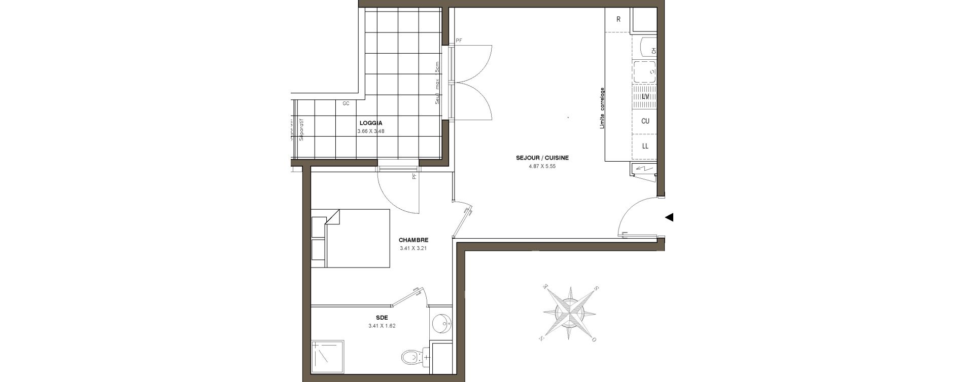 Appartement T2 de 42,35 m2 &agrave; Ballainvilliers Centre