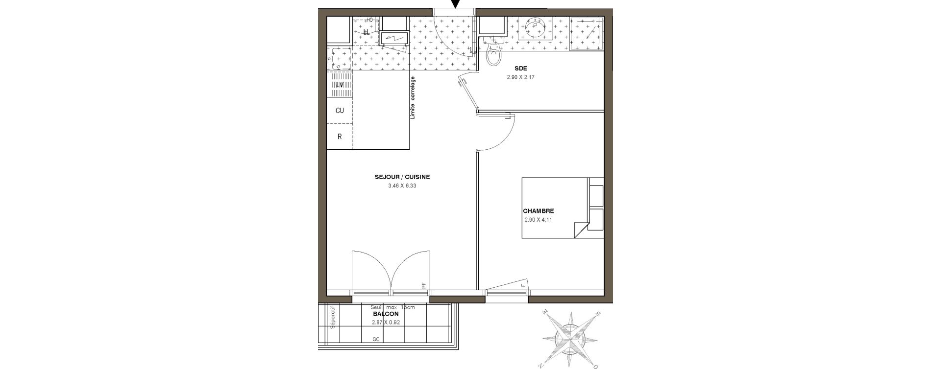 Appartement T2 de 38,95 m2 &agrave; Ballainvilliers Centre