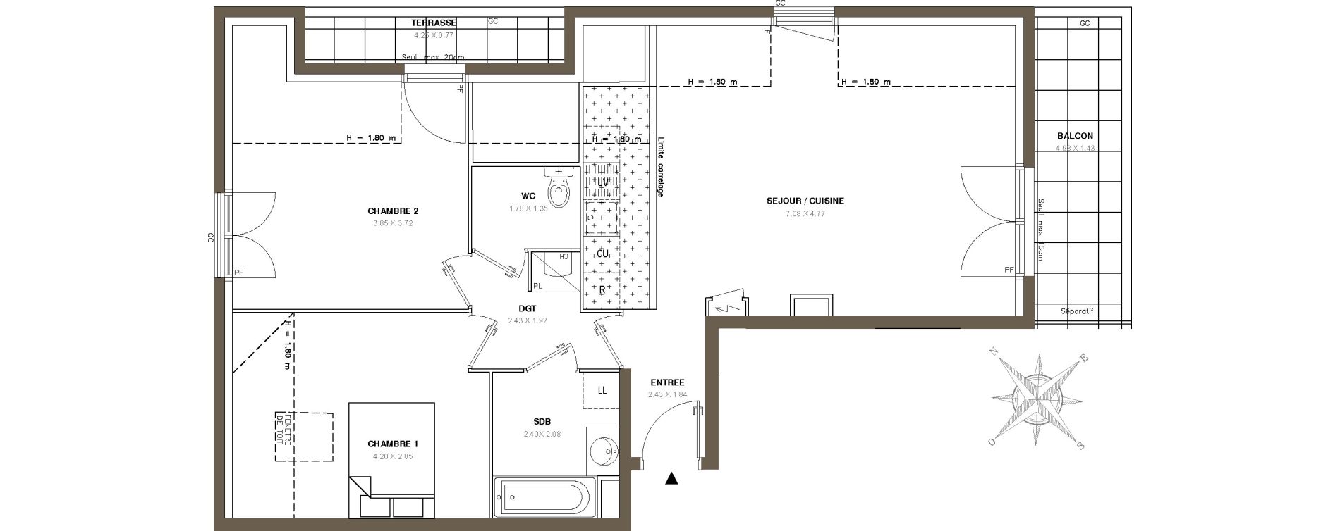 Appartement T3 de 62,22 m2 &agrave; Ballainvilliers Centre