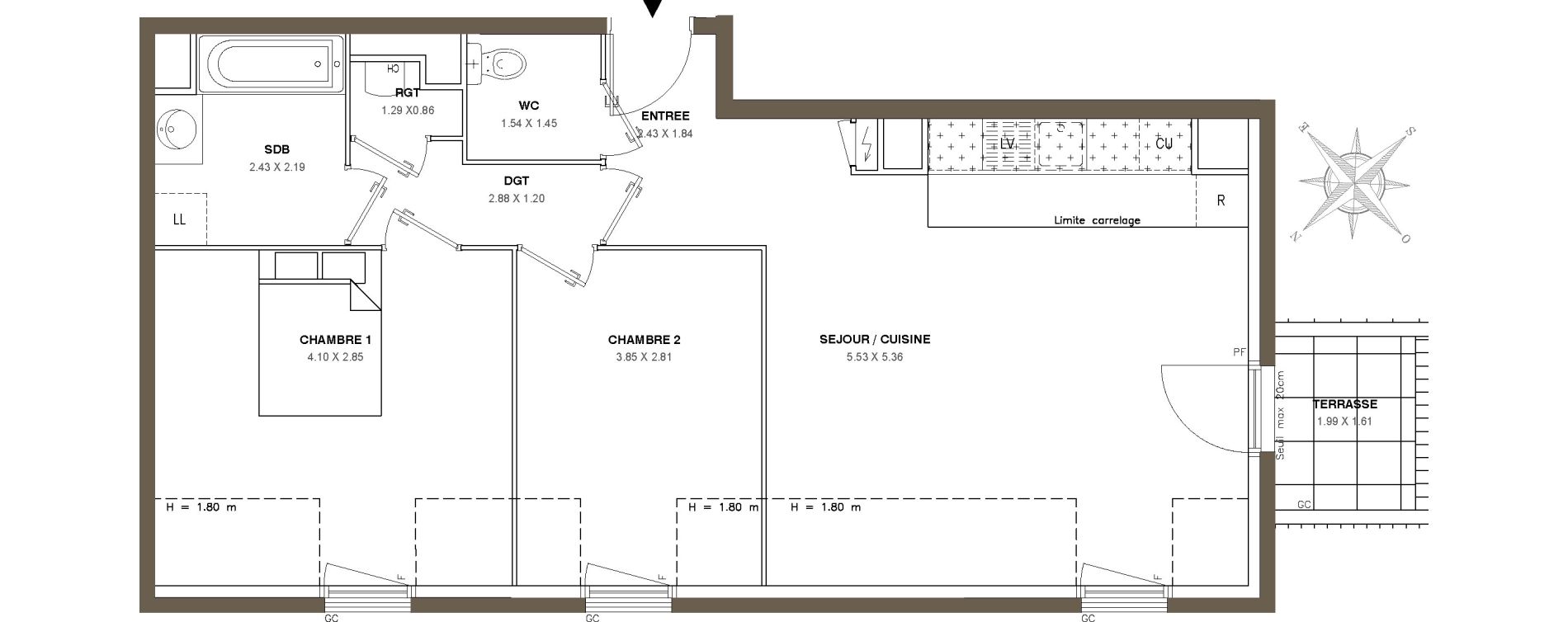 Appartement T3 de 61,25 m2 &agrave; Ballainvilliers Centre