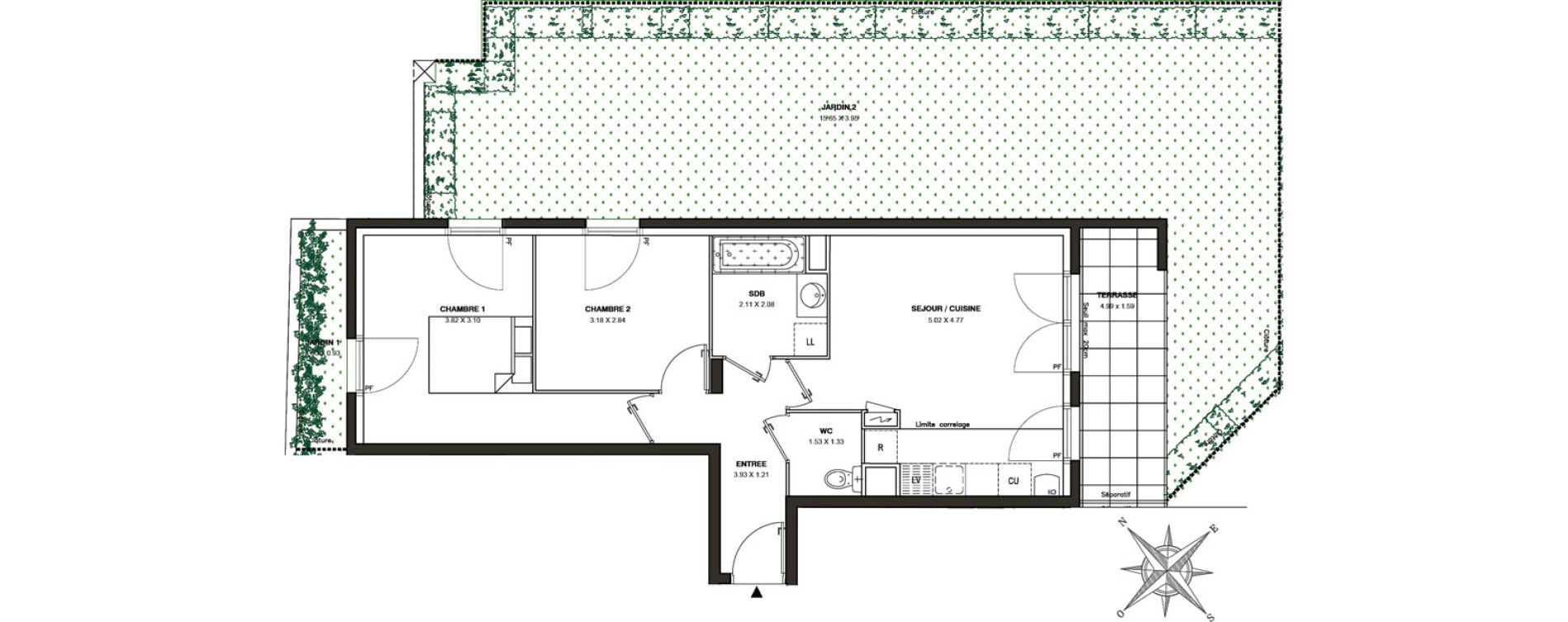 Appartement T3 de 54,62 m2 &agrave; Ballainvilliers Centre