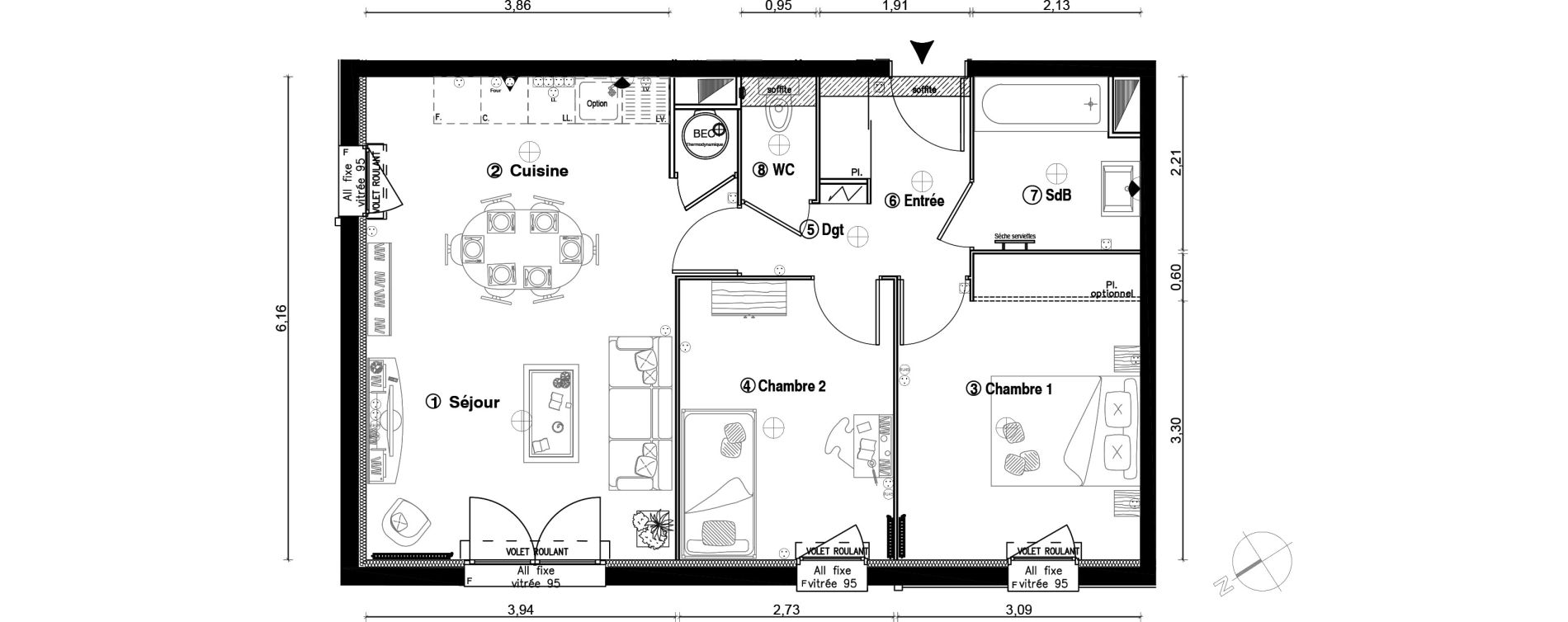 Appartement T3 de 58,20 m2 &agrave; Ballainvilliers Centre