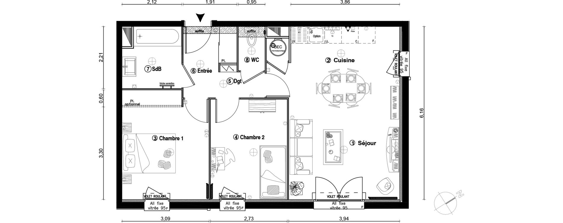 Appartement T3 de 58,20 m2 &agrave; Ballainvilliers Centre