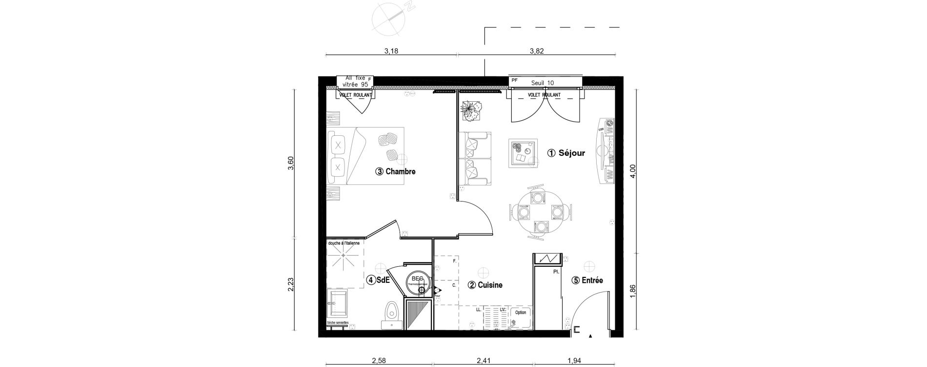 Appartement T2 de 40,00 m2 &agrave; Ballainvilliers Centre