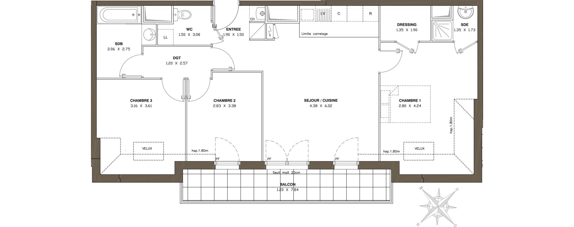 Appartement T4 de 76,39 m2 &agrave; Ballainvilliers Centre