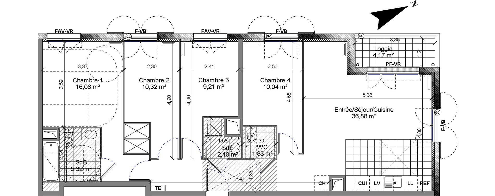 Appartement T5 de 91,78 m2 &agrave; Bi&egrave;vres Centre