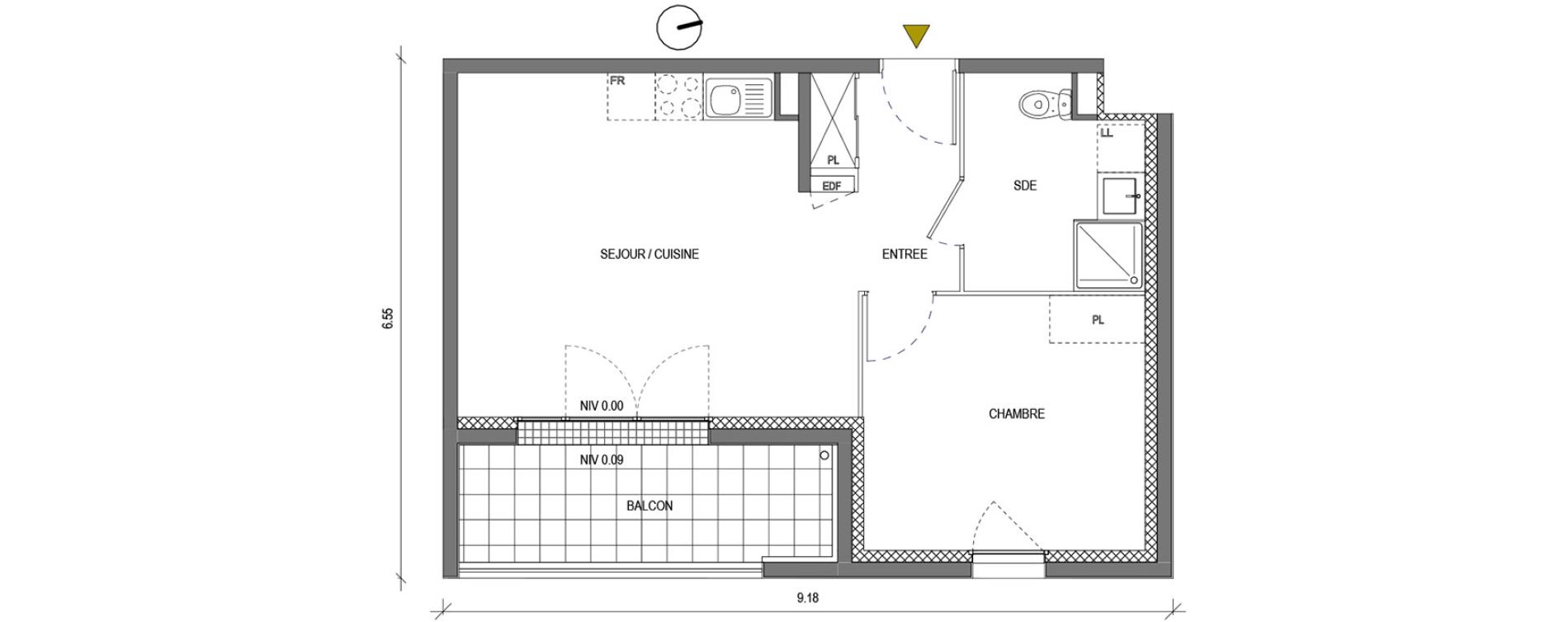 Appartement T2 de 41,96 m2 &agrave; Bondoufle Le grand parc