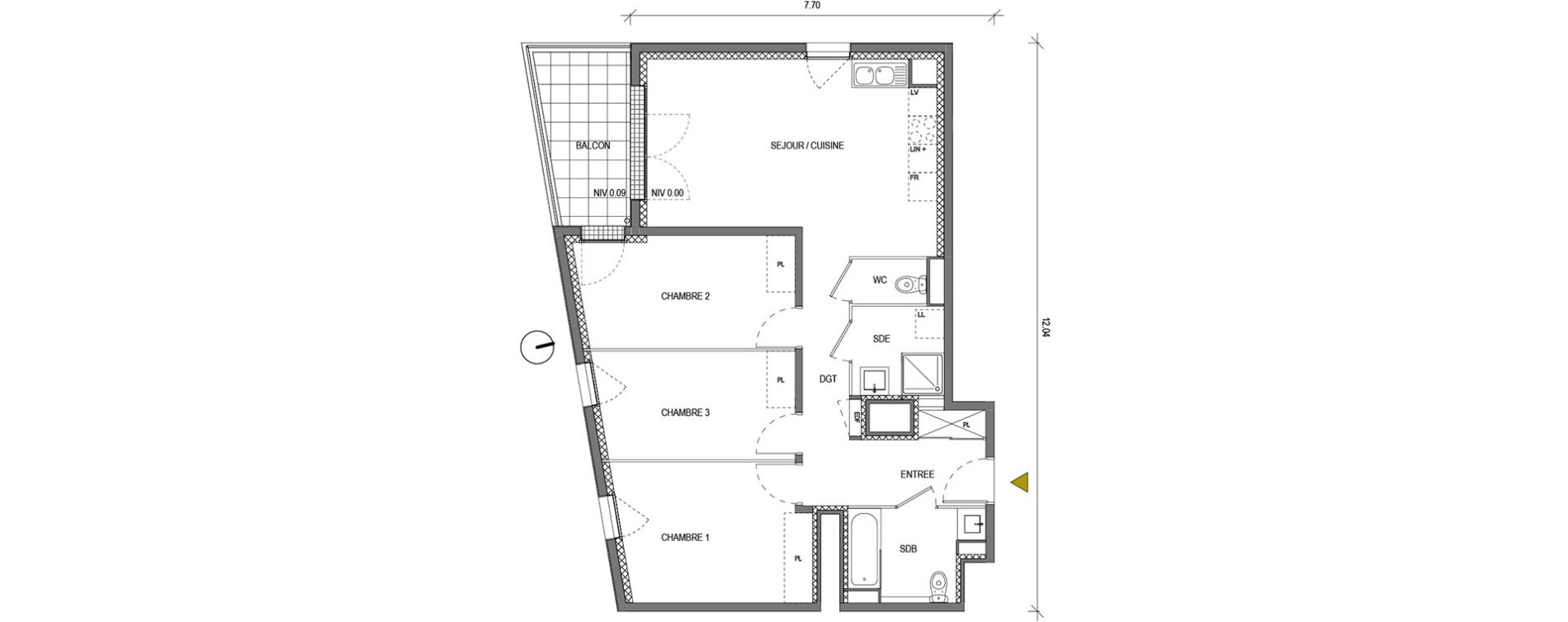 Appartement T4 de 75,23 m2 &agrave; Bondoufle Le grand parc