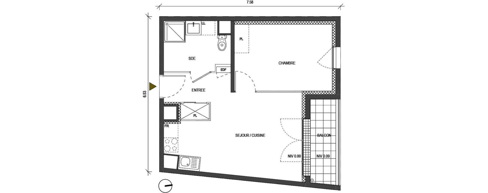 Appartement T2 de 38,26 m2 &agrave; Bondoufle Le grand parc