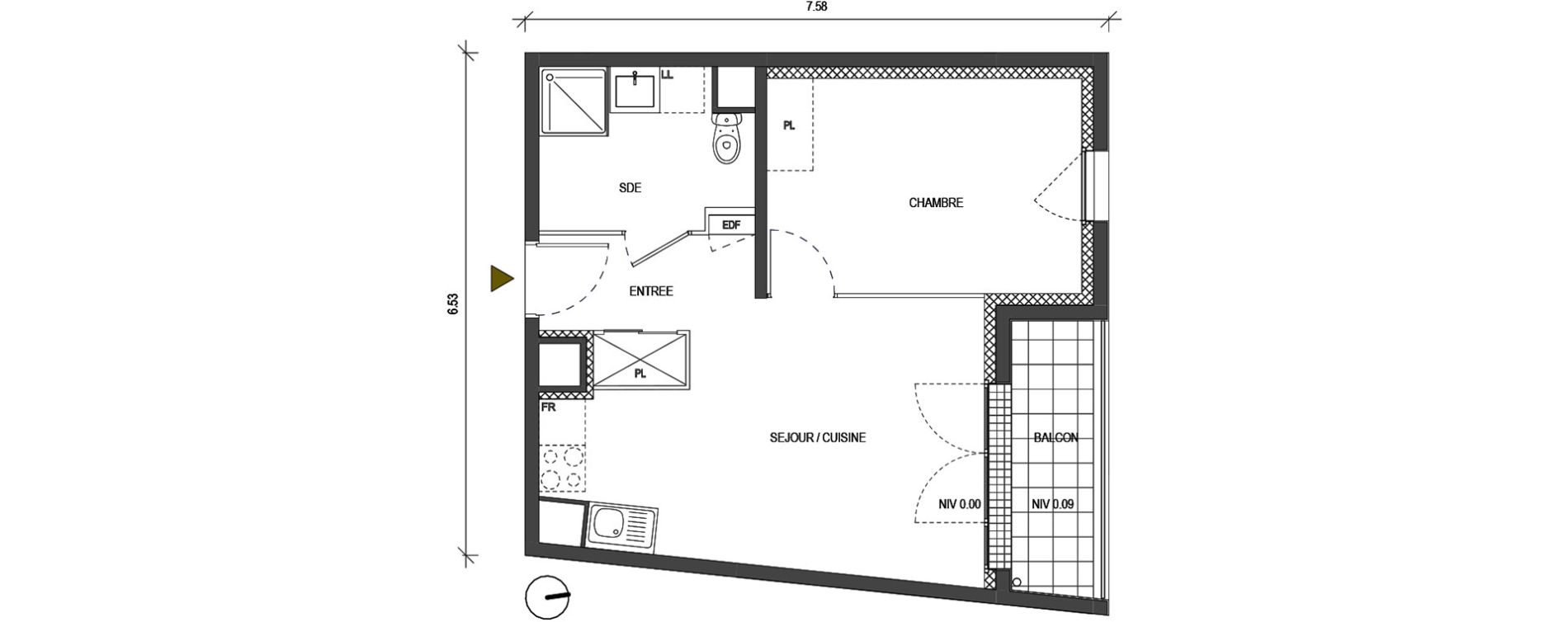 Appartement T2 de 38,26 m2 &agrave; Bondoufle Le grand parc