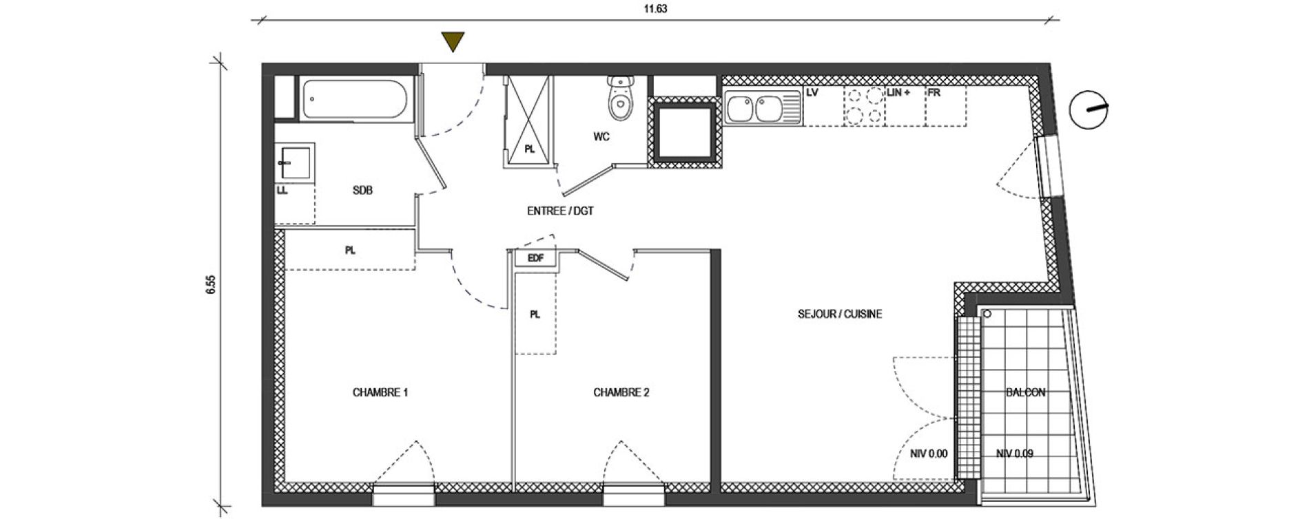 Appartement T3 de 59,72 m2 &agrave; Bondoufle Le grand parc