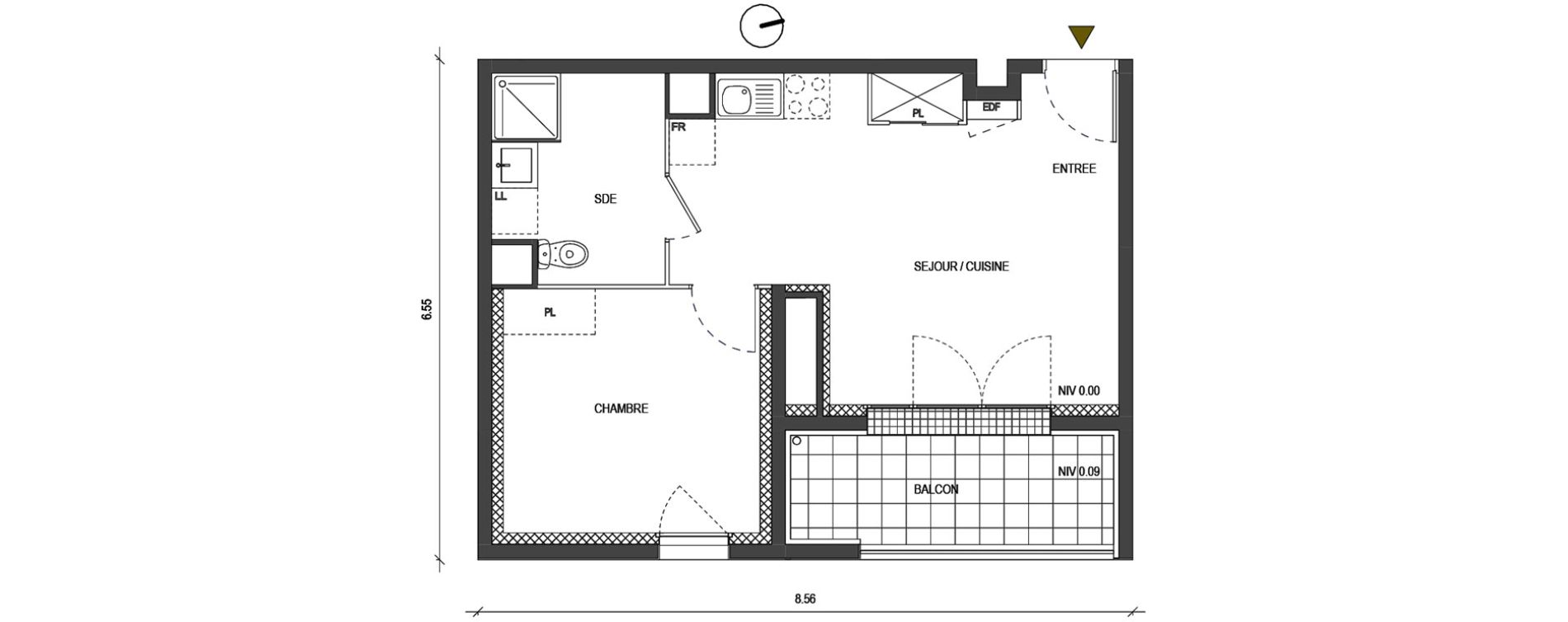 Appartement T2 de 38,08 m2 &agrave; Bondoufle Le grand parc