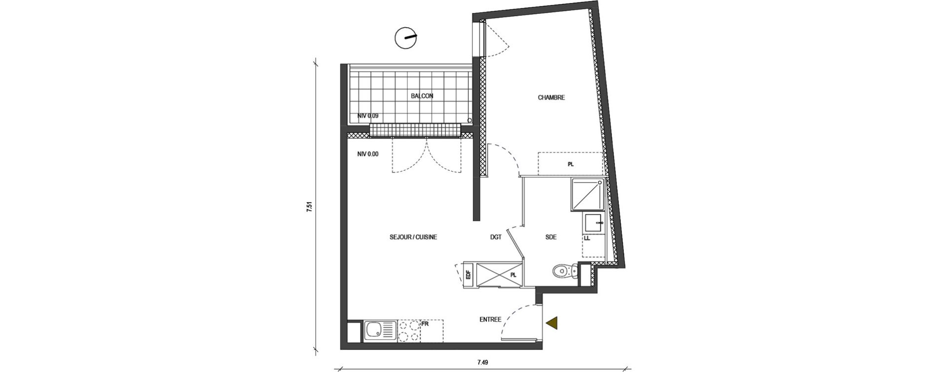 Appartement T2 de 41,25 m2 &agrave; Bondoufle Le grand parc