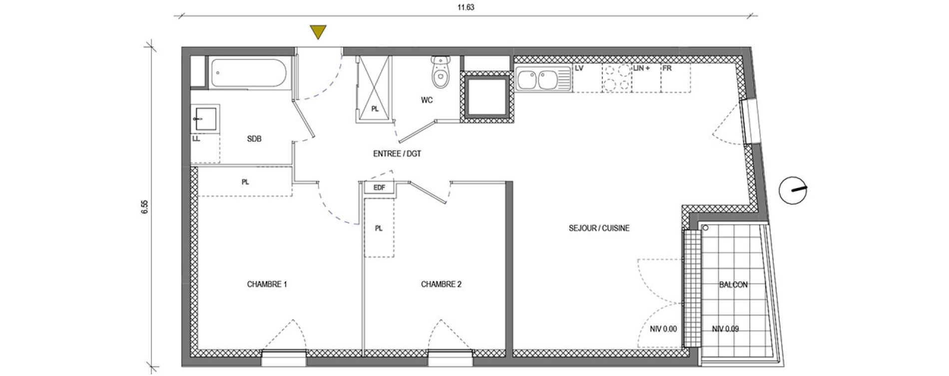 Appartement T3 de 59,72 m2 &agrave; Bondoufle Le grand parc