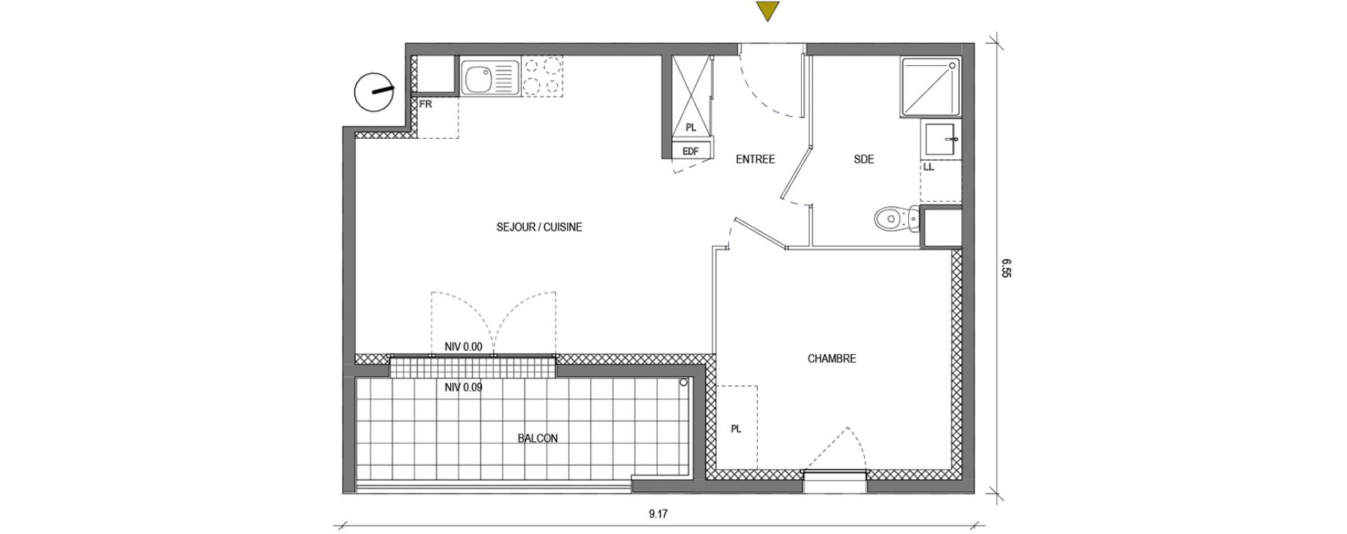 Appartement T2 de 41,10 m2 &agrave; Bondoufle Le grand parc