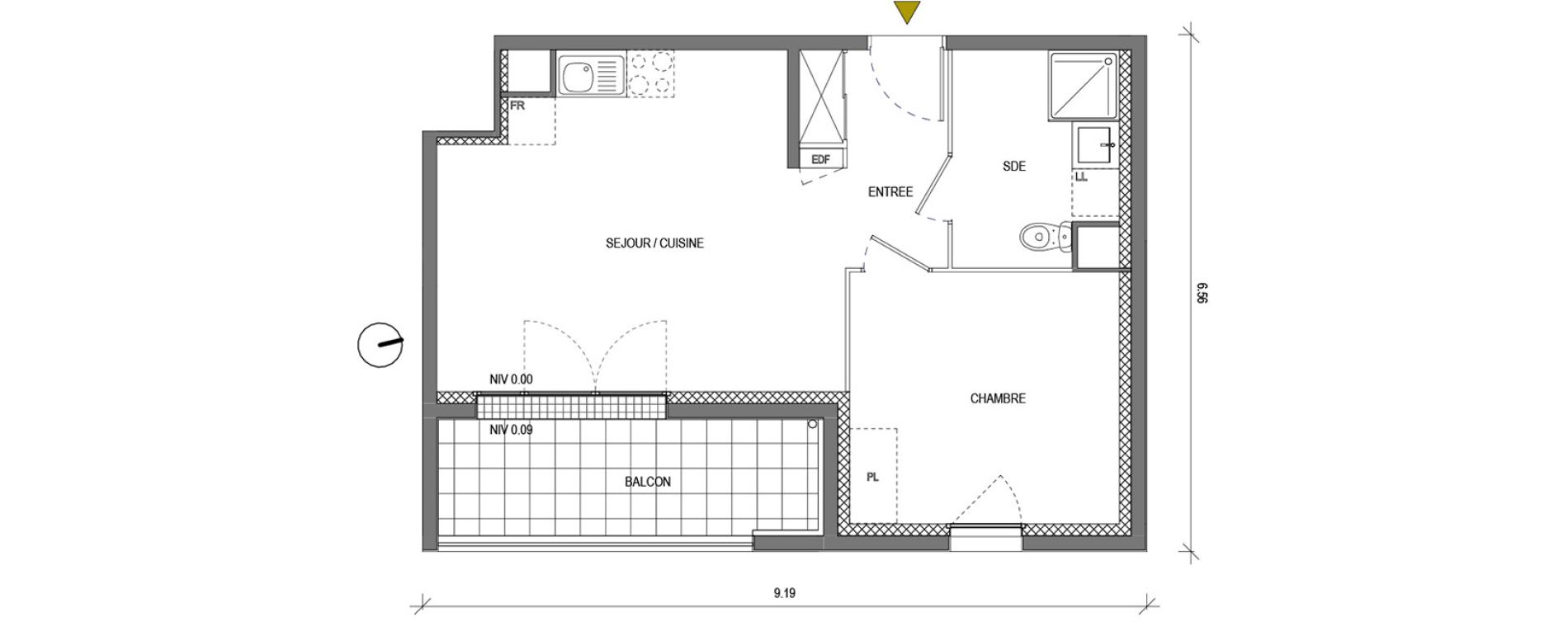Appartement T2 de 40,70 m2 &agrave; Bondoufle Le grand parc