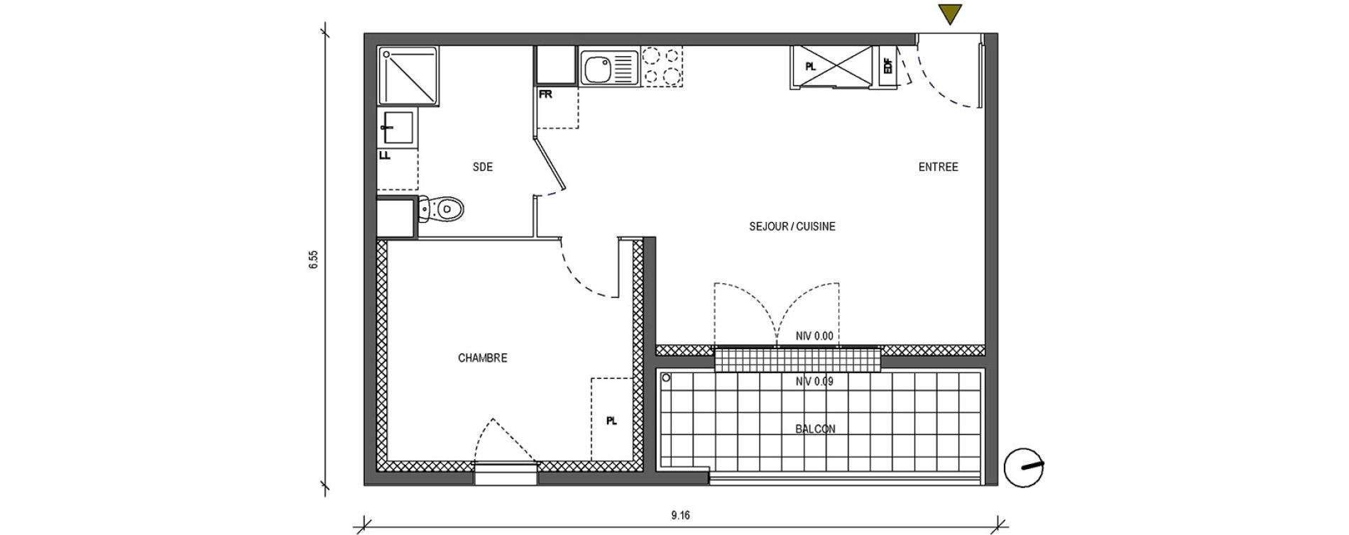 Appartement T2 de 42,11 m2 &agrave; Bondoufle Le grand parc