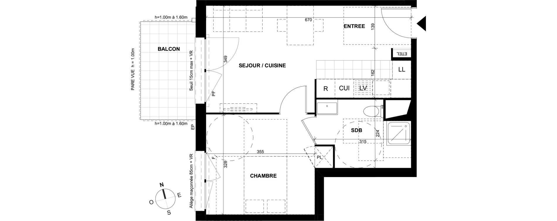 Appartement T2 de 39,50 m2 &agrave; Bondoufle Le grand parc