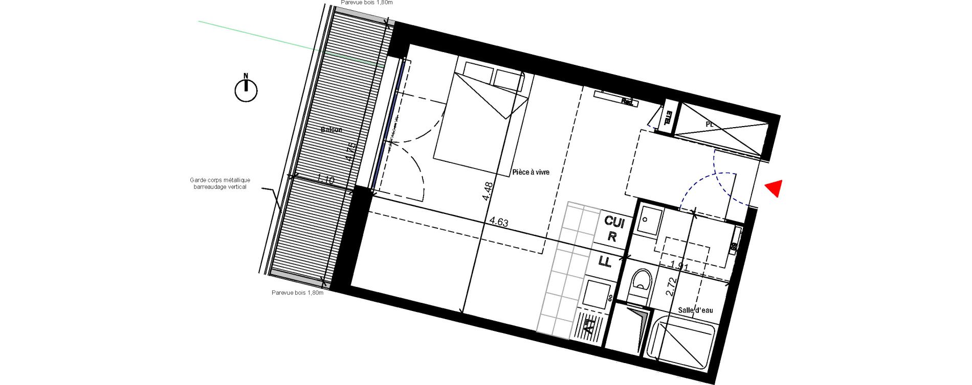 Appartement T1 de 28,76 m2 &agrave; Bondoufle Le grand parc