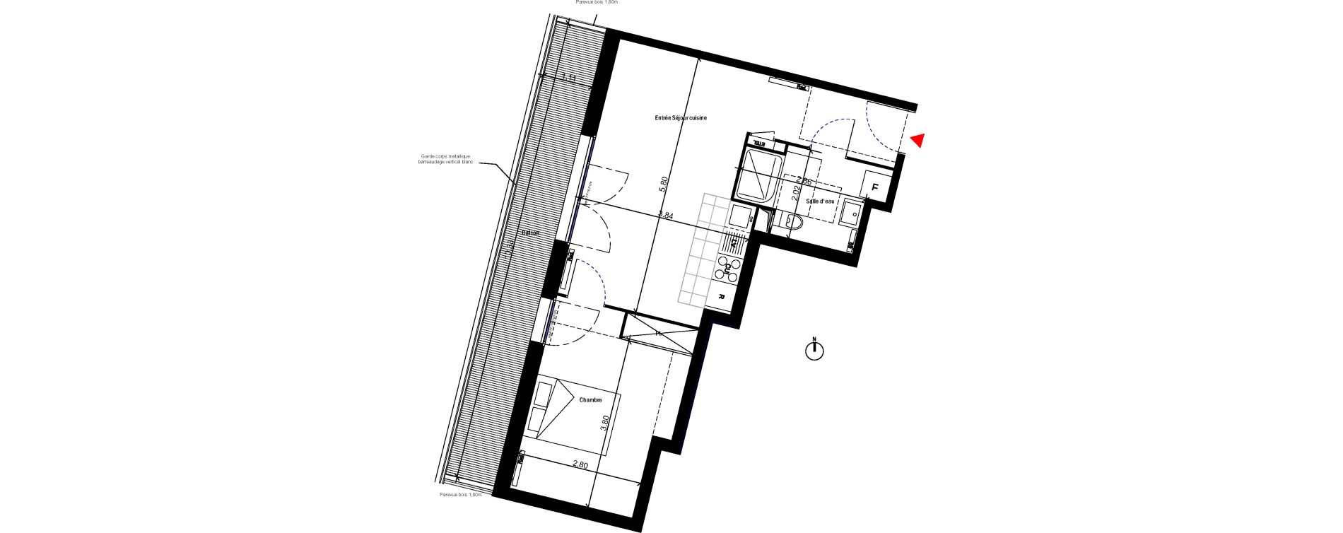Appartement T2 de 43,45 m2 &agrave; Bondoufle Le grand parc
